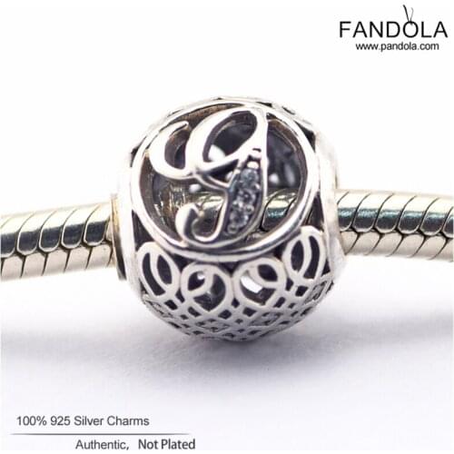 Genuine 925 Sterling Silver Alphabet Vintage G Charms Clear CZ Beads for Jewelry Making Fits Original Bracelet DIY Gift Kralen