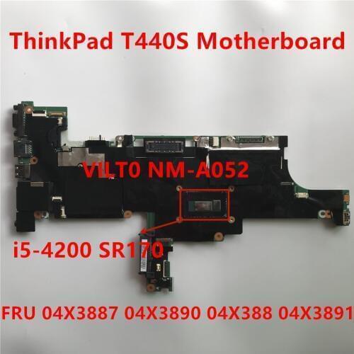 Laptop Motherboad For Lenovo ThinkPad T440S i5-4200 Mainboard FRU 04X3887 04X3890 04X3888 04X3891 100% test OK