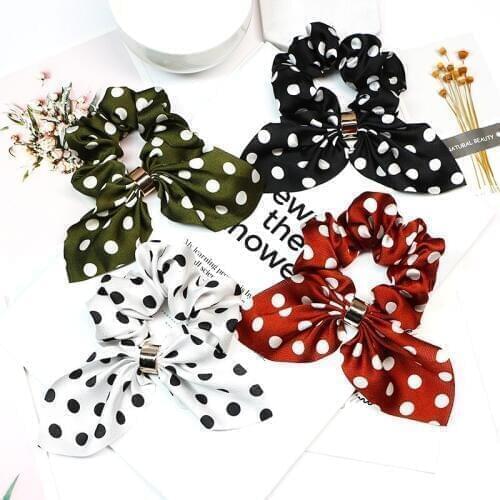 New arrival Fashion women cute Rabbits ear dot Hair bands lovely hair scrunchies girls hair Tie Accessories Ponytail Holder