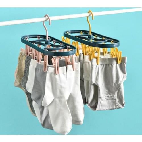 New multifunctional windproof folding drying rack, 12 clip socks drying rack, color wardrobe storage drying rack