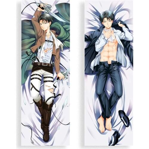 New Japanese Anime Levi Ackerman Pillowcases Cosplay Cushion Pillow Case Cover Hugging Body Peach Skin case Attack on Titan
