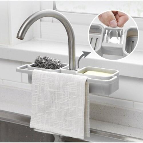 Kitchen Sink Faucet Sponge Soap Storage Organizer Drain Rack Holder Shelf Brush Holder Sink Drain Stand For Rag Sponge Soap