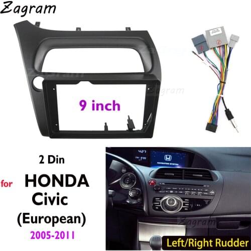 9 Inch 2 Din Car Video Fascia for Honda Civic (European) Hatchback 2005-2011 Panel Player Audio Dashboard Frame
