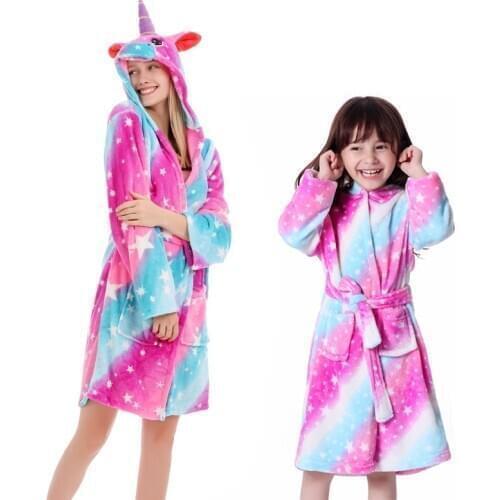 Unicorn Hooded Towel Children Bathrobes Kids Star Animal Bath Robe Animal Robes For Boys Girls Pyjamas Nightgown Kids Sleepwear