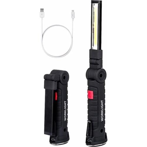 Portable COB Flashlight Torch USB Rechargeable LED Work Light Magnetic COB Lanterna Hook Hanging Lamp For Car Repair Camping
