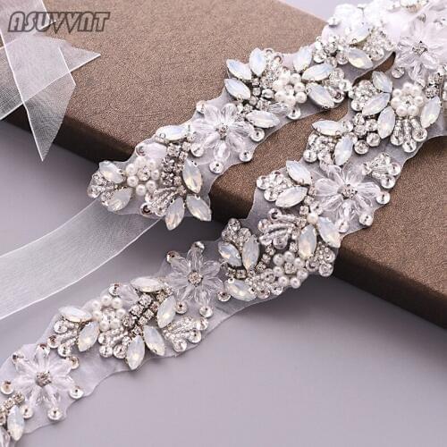 Bride Belt For Wedding Luxury Rhinestone Applique Crystal Belt Wedding Accessories Pearl Belts For Women Girl Party Dress Up