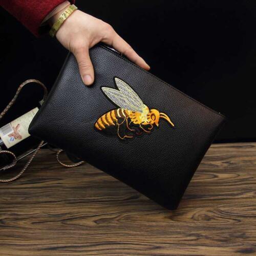 New Luxury Men Classic Wallet Long Clutch Embroidery Handy Bag Male Business Leather Purse Large Capacity Mens Clutch Wallet