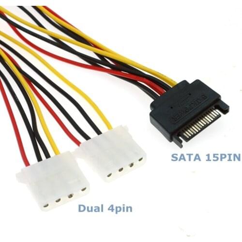 SATA to IDE Computer Case Power Cord SATA15pin Male Connector One Point Two Serial Port to Dual 4pin Female Connector 1x To 16x