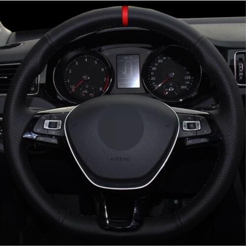 DIY Artificial Leather Black Car Steering Wheel Cover For Volkswagen VW Golf 7 Mk7 New Polo Jetta Passat B8 Tiguan Sharan Toura