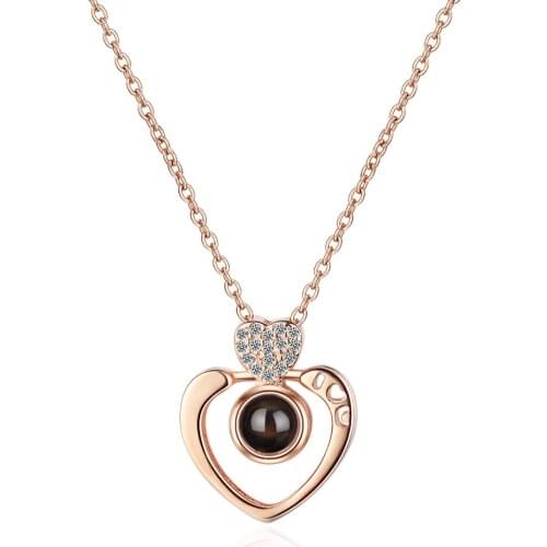 925 Sterling Silver Love Heart Shaped Necklaces Zircon Language Meaningful Necklace For Women Gift S-N393