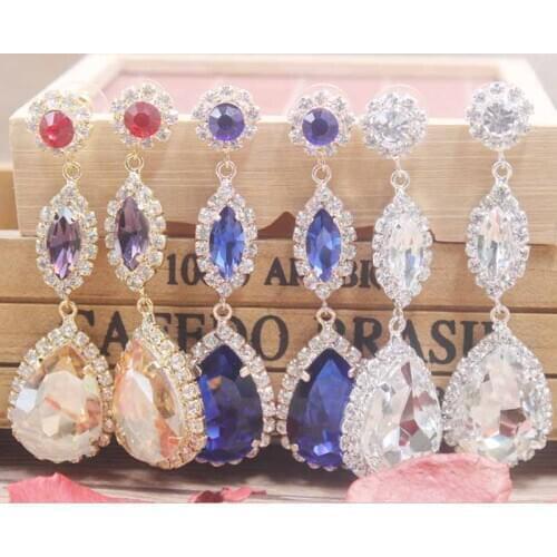 Newest rose gold black Rhinestone earring Crystal Longer Tassel Earrings for Women high-grade Drop Dangling Earrings Jewelry