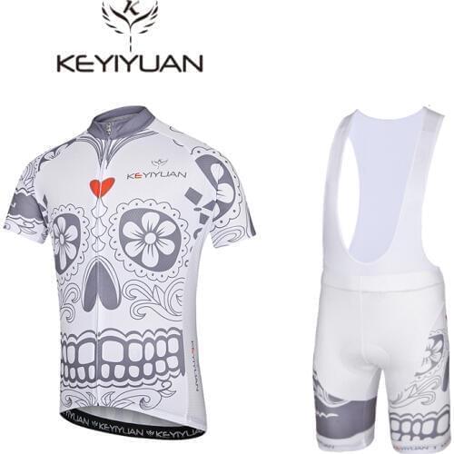 KEYIYUAN 2018 Skull pattern pro team Cycling bike Jersey short shirts summer breathable mountain bike clothing MTB Maillot