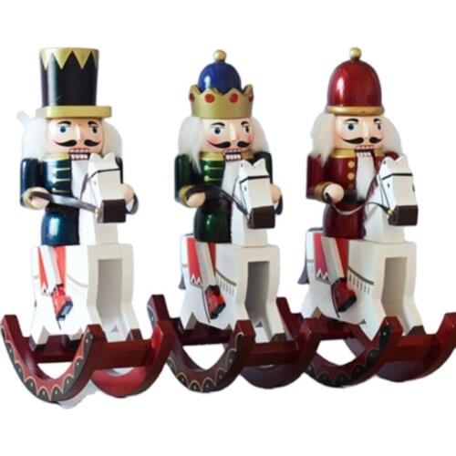 High quality Christmas products handmade wooden Christmas crafts wooden decorations Nutcracker Christmas rocking horse Nutcracke