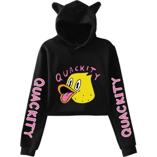 2D Hoodie Quackity Cat Ear Hoodie Woman Casual Print Cotton Hooded Sweatshirt Streetwear Accessories Leisure H Trendy Clothing