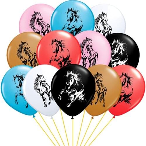 10pcs/12pcs Horse Balloons 12inch Jungle Animals Farm Latex Ballons Happy Birthday Decoration Baby Showe Party Kids Boy Toy Gift