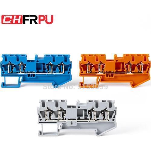 10Pcs ST2.5-QUATTRO Din Rail terminal block Four conductor spring cage terminal block,two in two out wire terminal block