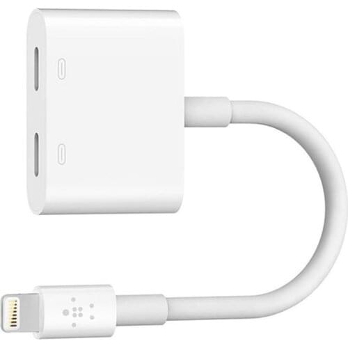 Belkin Lightning Charge Audio Input Multiplier Cable Apple Approved Product Listen to Music and Charge at the Same Time F8J198BTWHT