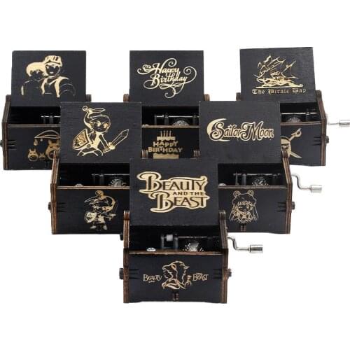 Antique Wooden Hand Carved Music Box Queen Jurassic Park Sailor Moonr Music Box Birthday Christmas Gift Casket Decoration