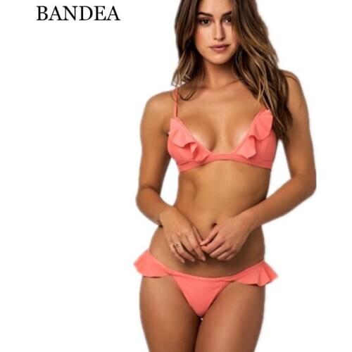 BANDEA 2019 Sexy Bikinis Women Swimsuit Low Waisted Bathing Suits Swim Push Up Bikini Set padded bra falbala Swimwear