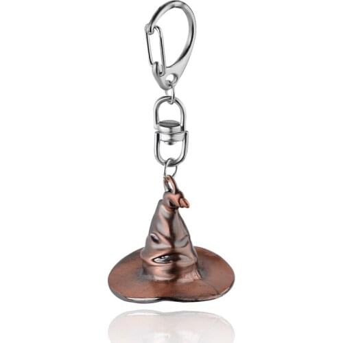 Harried Magic Hat KeyChain Keyring Potters Movie Hogwartter College Wizard Cap Alloy Chaveiro Key Rings Jewelry for Fans Gift