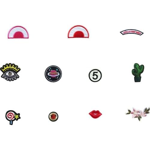 High quality Kids Hot melt adhesive Applique Embroidery patches stripes Sewing DIY Badges Craft Clothing Accessories C5079-C5096