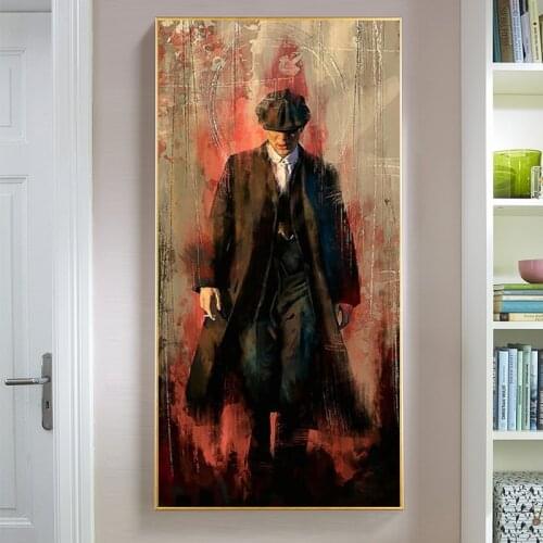 Graffiti Art Peaky Blinders Paintings Print on Canvas Art Posters and Prints Portrait of Tommy Shelby Art Pictures Home Decor