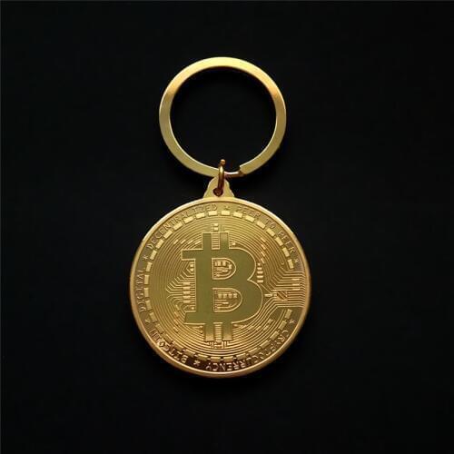 Hot Sell High Quality Bitcoin Gold Silver Color Alloy keychain For Women Man lovely car Bag key ring Jewelry Gift