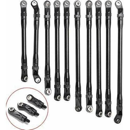 10Pcs Aluminum Rod Link Linkage KIT Shock Absorber 313mm Wheelbase for 1/10 RC Crawler Car Axial SCX10 II 90046 Upgrade Parts