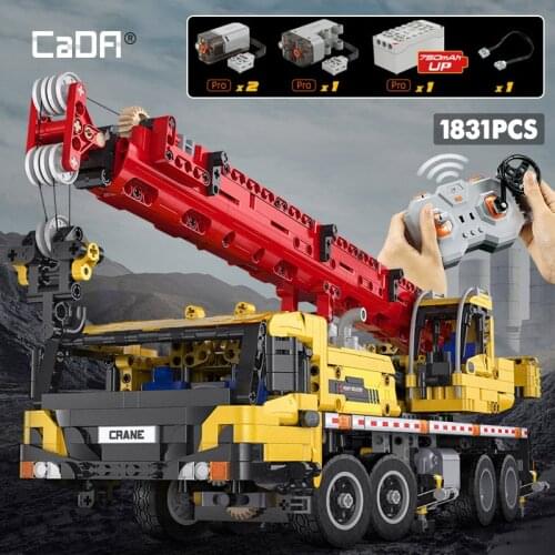 Cada City Remote Control Engineering Vehicle Truck Crane Building Blocks MOC Technical RC Car Bricks DIY Toys For Children Gifts