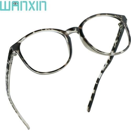 WANXIN Round Clear Fashion Frames Reading Glasses,Transparent Anti Blue Lens,Reduce Headaches&Eyestrain