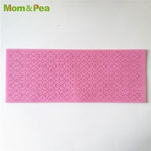 KCL515 Heart Design Lace Pad Silicone Mold Sugar Paste Fondant Cake Decoration 3D Mould