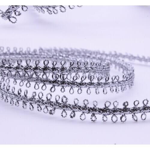 1M Latest High Quality Lace Fabric Applique 0.8CM Silver Lace Ribbon Trim Guipure Laces Sewing Trimmings Clothing dentelle P007