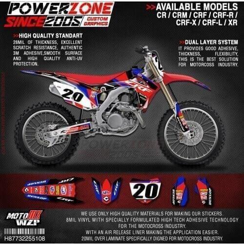 PowerZone Custom Team Graphics Backgrounds Decals 3M Stickers Kit For HONDA CRF250R 2014-2017 CRF450R 2013-2016 108