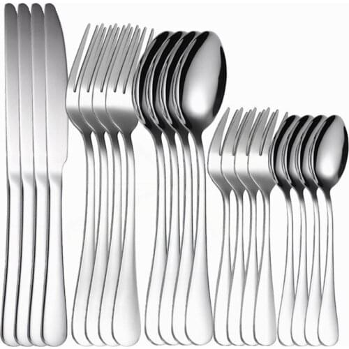 Stainless Steel Cutlery Set Forks Spoons Knives Set Tableware Dinnerware Kitchen Dinner Set Luxury Mirror Silverware Flatware