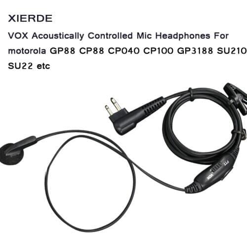 Walkie Talkie 2-Pin PTT/VOX Switch Headset M Type earpiece for Motorola Radio CLS1410 CLS1110 CP GP3688 GP88S in-ear earpiece