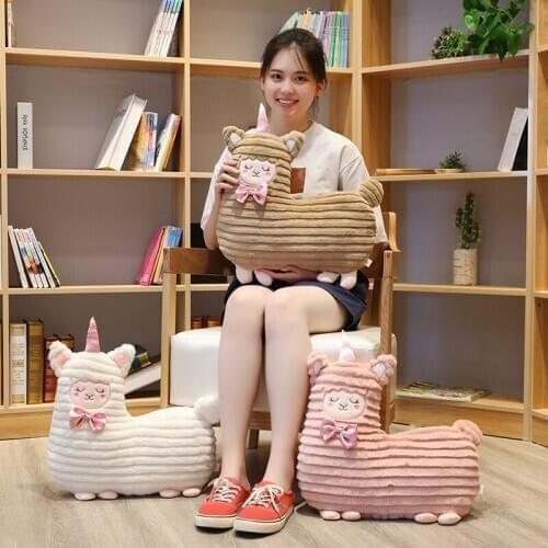 New Stuffed Kawaii Brown/Pink/White Japanese Aplaca Sheep Unicorn Plush Doll Smile Alpaca Pillow Soft Toys Gifts For Kids Girl