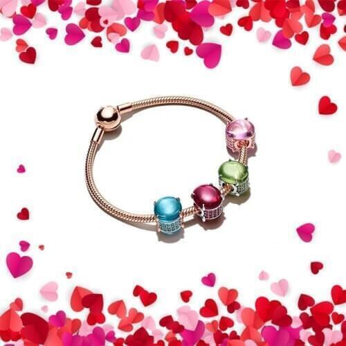 Kakany 2021 Nouvelle Haute Qualite 100% 925 Argent Original Bleu Ovale Cabochon Bricolage Bracelet Dames Bijoux Couple Cadeau