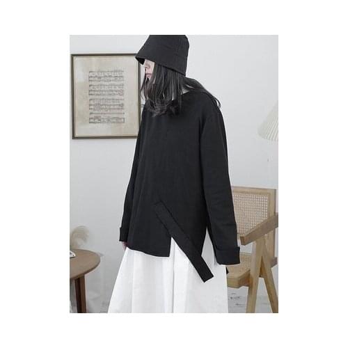 Autumn and winter new product Black Department Hoodie Lady Minority Design Asymmetrical loose black jacket