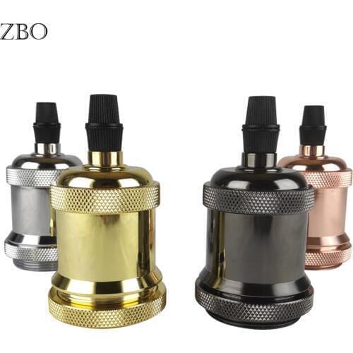 Edison Lamp Base Retro Aluminum Light Socket Light Fittings Lamp Head Gold/Silver/Bronze/Black E27 Vintage Lamp Holder