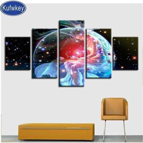 Full resin square round diamond painting 5pcs constellation picture diamond mosaic puzzles 5d diy diamond embroidery Scorpio