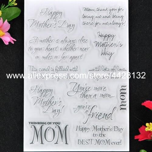 Words Happy Mothers Day Best Mom Scrapbook photo cards rubber stamp clear stamp transparent stamp 9061410