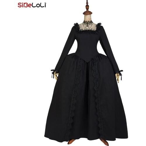 Deluxe Renaissance Black Rococo Gothic Marie Antoinette Dress Historical Period Victorian Ball Gown Reenactment Theater Costume