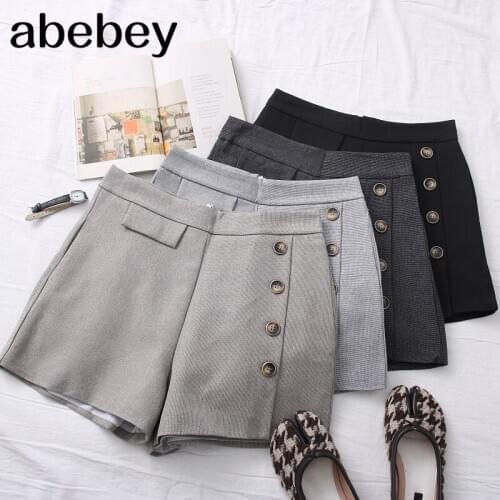 2021 New Spring Summer Women Fashion All-match Shorts high waist slim Shorts single breasted wide leg casual Shorts