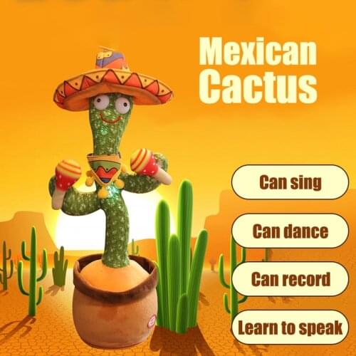 Dancing Cactus Electronic Plush Toys Twisting Singing Talking Novelty Funny Music luminescent Gifts Home Decoration Ornaments