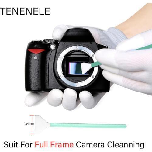TENENELE 8pcs Dry+Wet 24mm All Frame Sensor CCD/COMS Camera Cleaning Clean Kit Swabs Bar For Nikon Lenses Lens Cleaner Swab