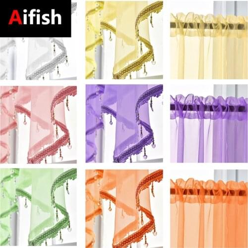 European American Style Tulle Curtains For Living Room Window Screening Solid Door Curtains Drape Panel Sheers Short Curtain 707