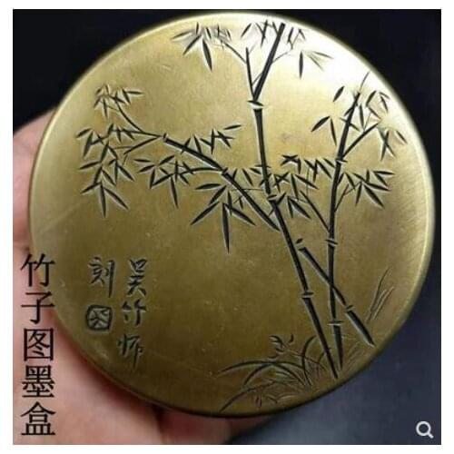 Study Room Four treasures pure copper ink cartridges ink boxes old ink cartridges imitation antique brass ink cartridges bamboo