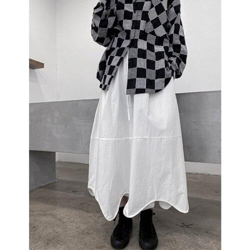 Large retro skirt womens spring 2021 new fashion loose and versatile pocket solid medium length A-line skirt