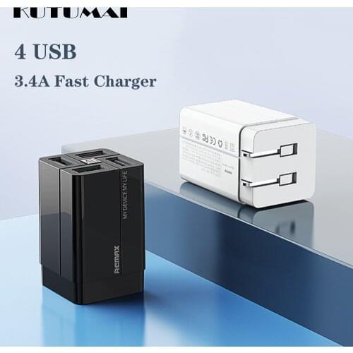 3.4A Fast Charging 4Ports USB Charger Mobile Phone Charger Adapter Portable Travel Wall Charger for iPhone Samsung Xiaomi Huawei