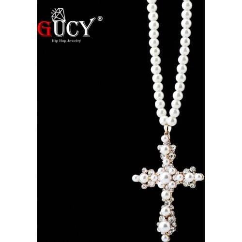 GUCY Pearl Pendant With AAA Cubic Zircon Hip Hop Necklace Full Iced Out Cubic Zirconia Jewelry For Gift